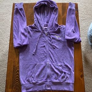 PINK VS purple velvet zip up hoodie